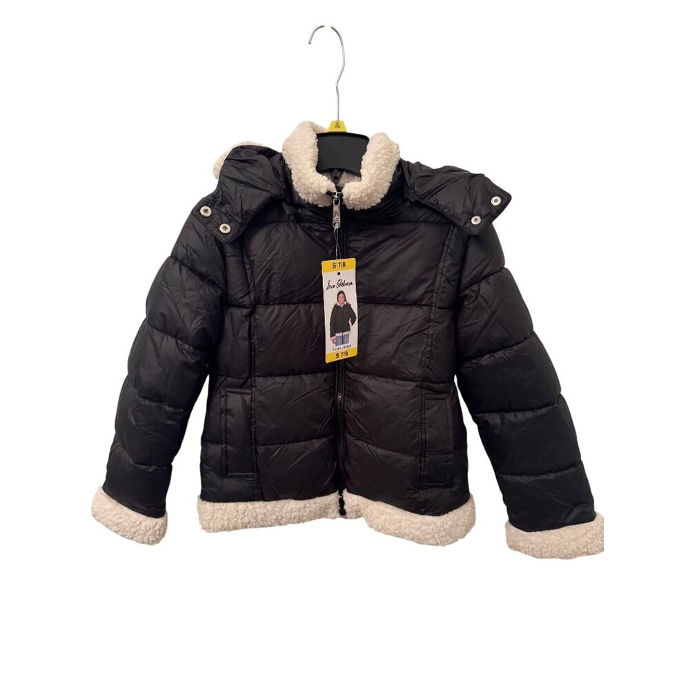 NWT Sam Edelman Youth black cream star winter coat size small 7/8